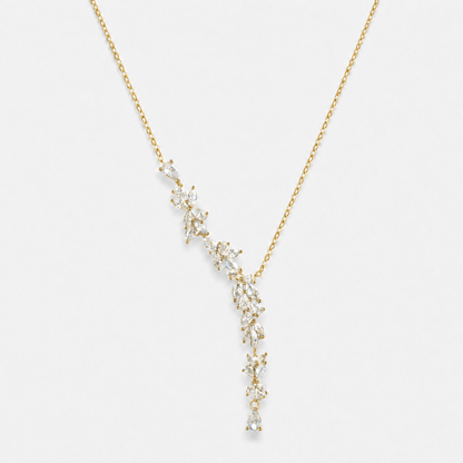 Wisteria Flower Drop Y Necklace - 40+2.5+2.5cm / Gold