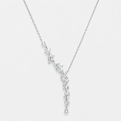 Wisteria Flower Drop Y Necklace - 40+2.5+2.5cm / Silver