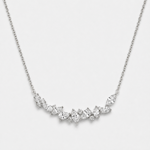 Wisteria Flower Y Necklace - Silver