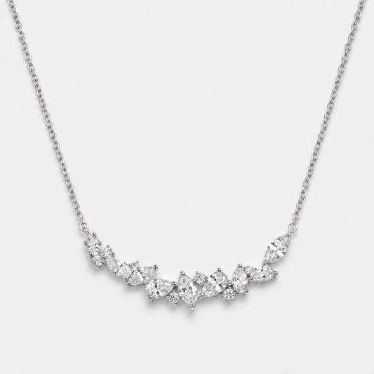 Wisteria Flower Y Necklace - Silver